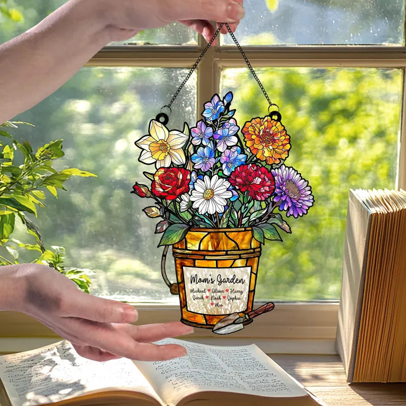Custom Birth Flower Personalized Acrylic Suncatcher Gift