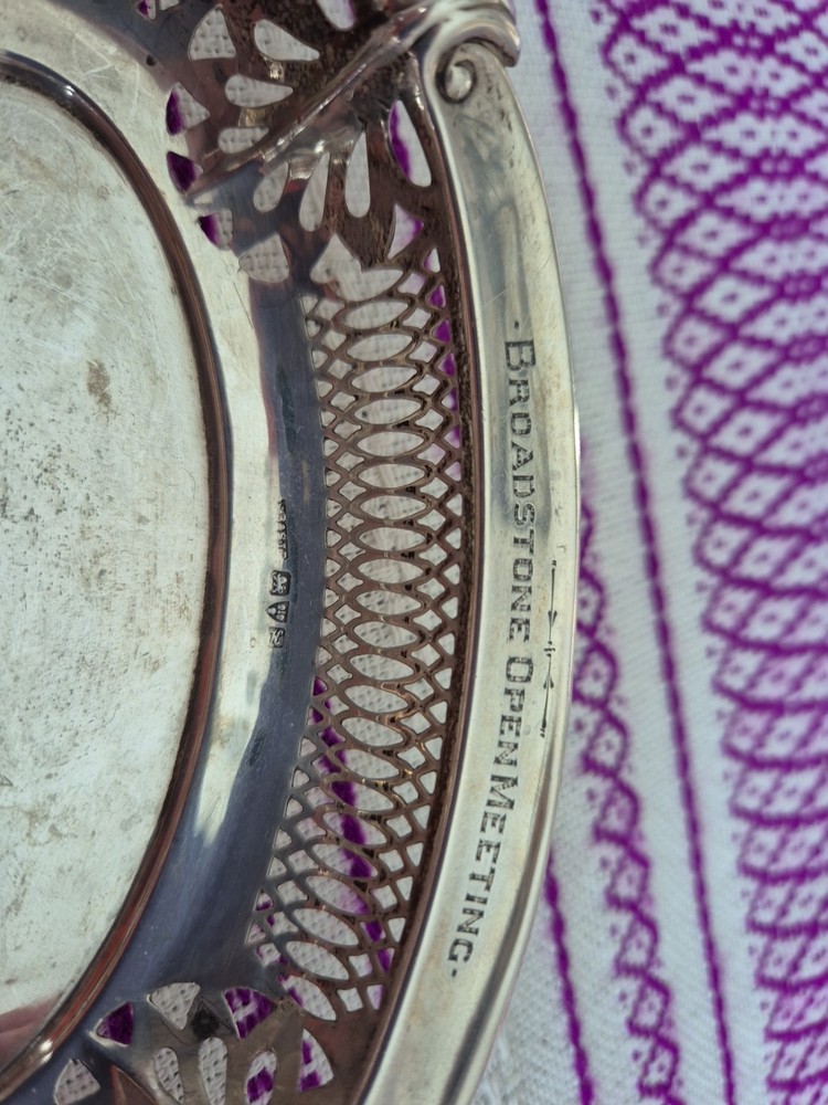 ANTIQUE SOLID SILVER PIERCED SWEET MEAT DISH. HALLMARKED.