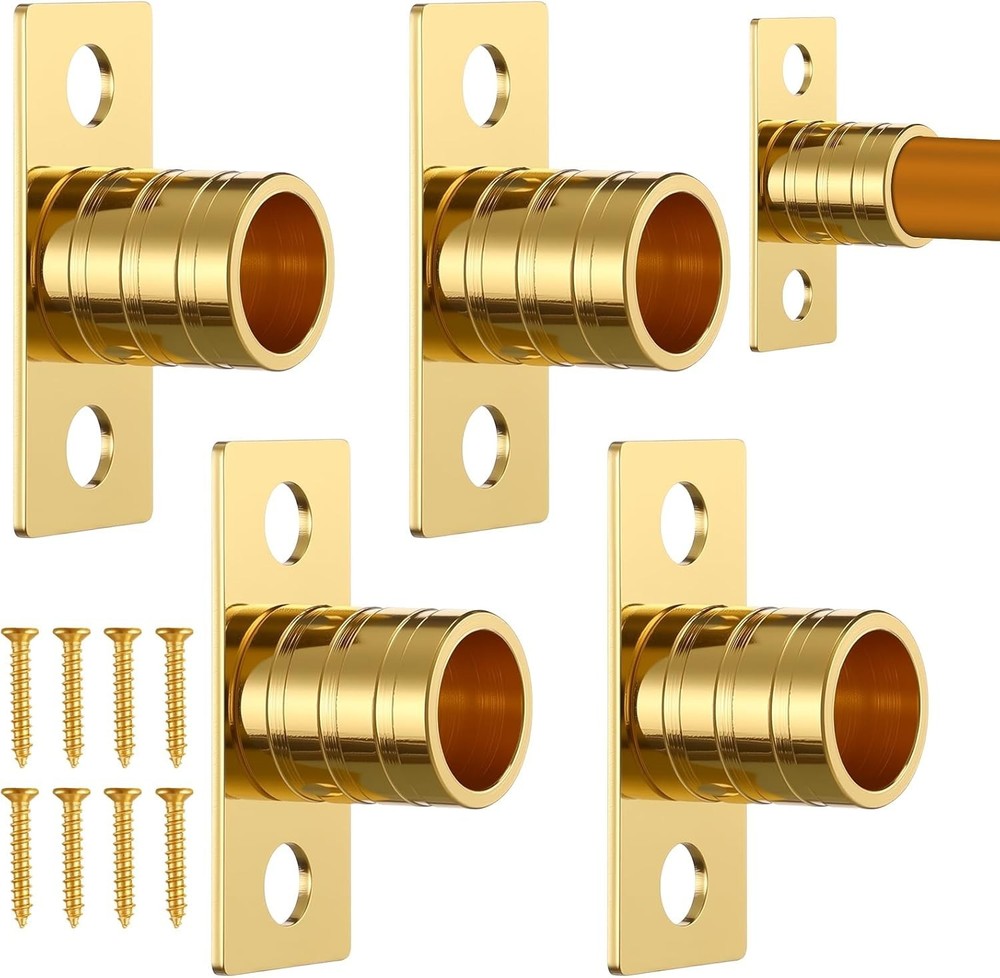 4 Pcs Inside Mount Curtain Rod Bracket 3/8" Bracket Set for 3/8" Rodding (Brass)