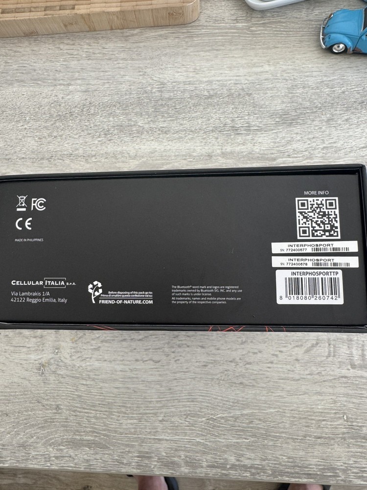 Interphone sport Intercom SINGLE Motorcycle Intercom Bluetooth Headset Black