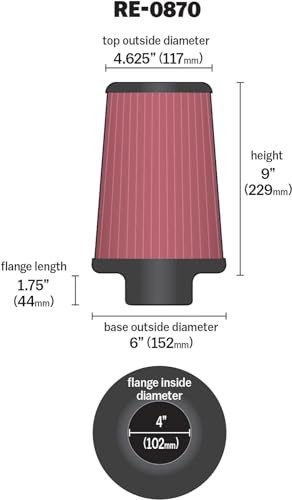 High-Flow Original Lifetime Universal Clamp-On Air Filter: High Performance,