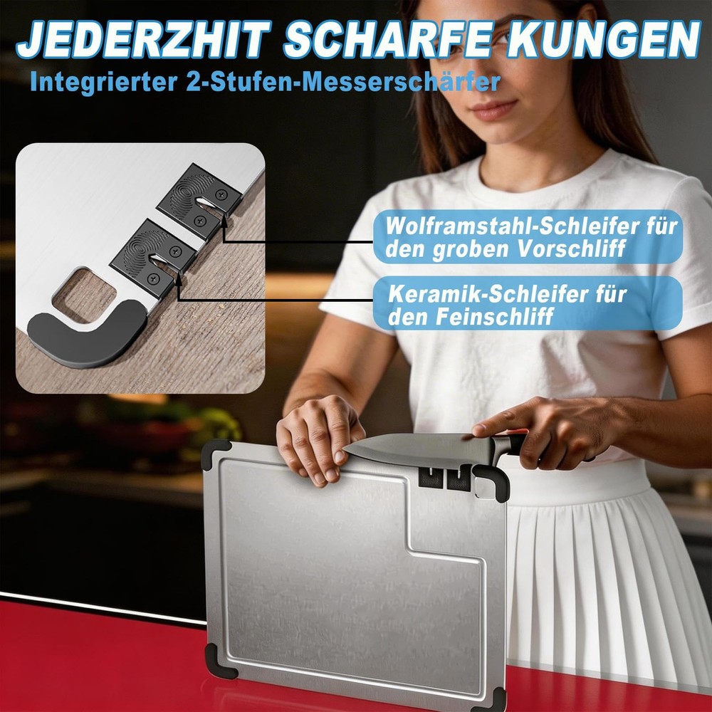 Premium Titanium Cutting Board with Dual Knife Sharpener, Coarse & Fine Sharp...