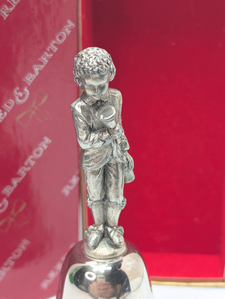 REED & BARTON SILVERPLATED YULETIDE BOY WITH BELL BOX B