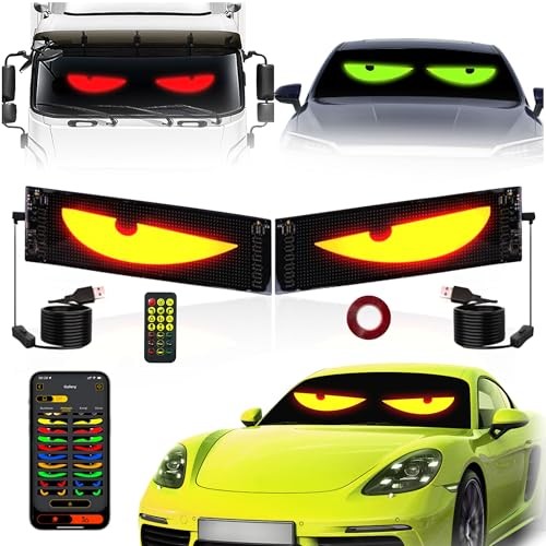 2PCS Devil Eyes Light for Windshield ：Programmable Led Sign，USB 23.6inx4.73in