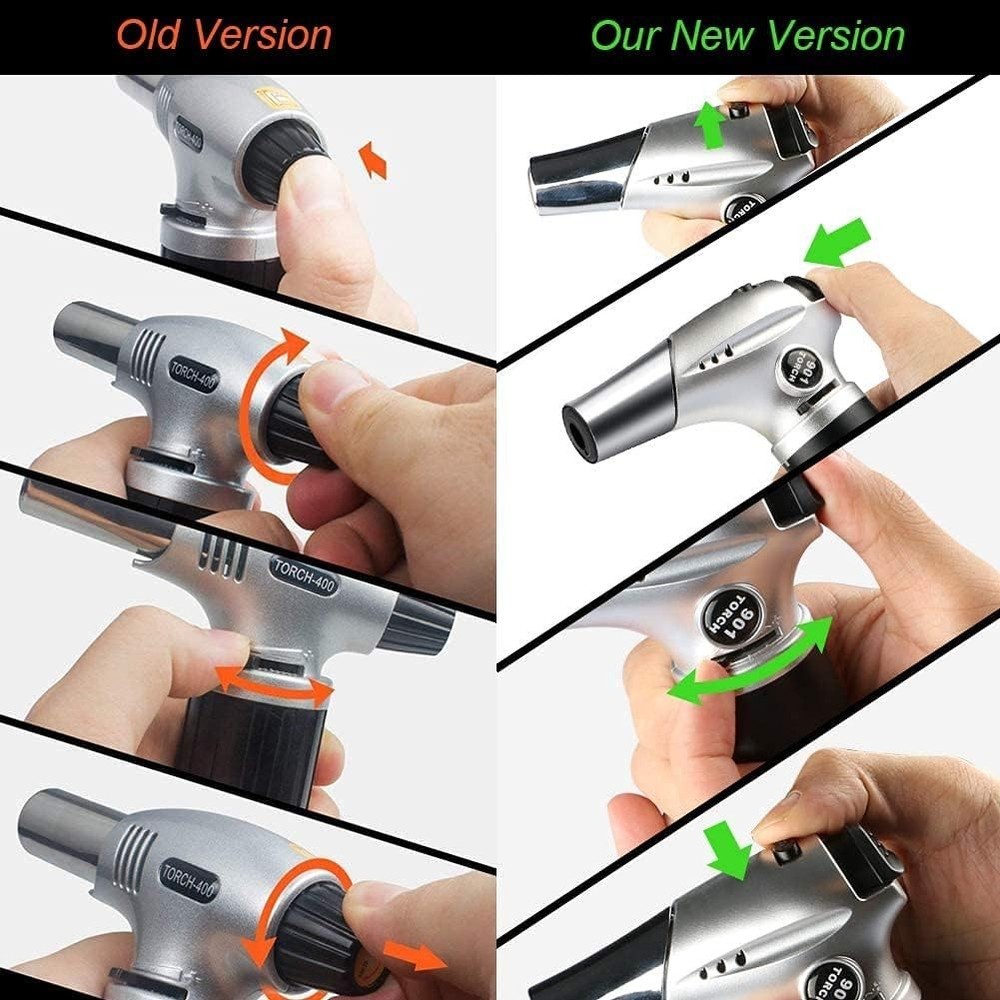 Refillable Culinary Blow Torch with Adjustable Flame for BBQ and Baking Tasks