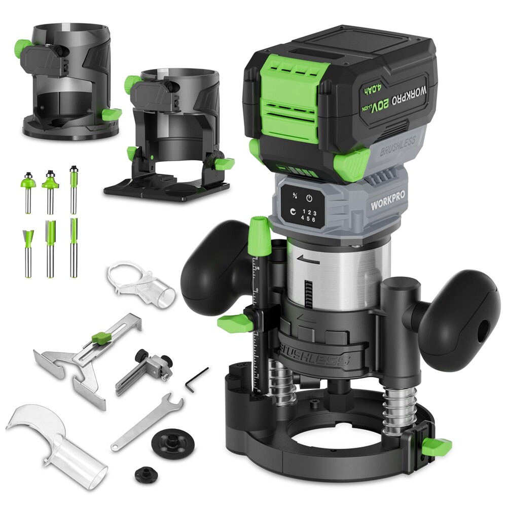 WORKPRO 20V Cordless Compact Router Tool 6 Variable Speeds for Chamfering USA