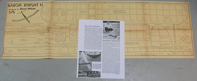 Model Airplane Plans (FF): BARON KNIGHT II 28" Rubber Powered
