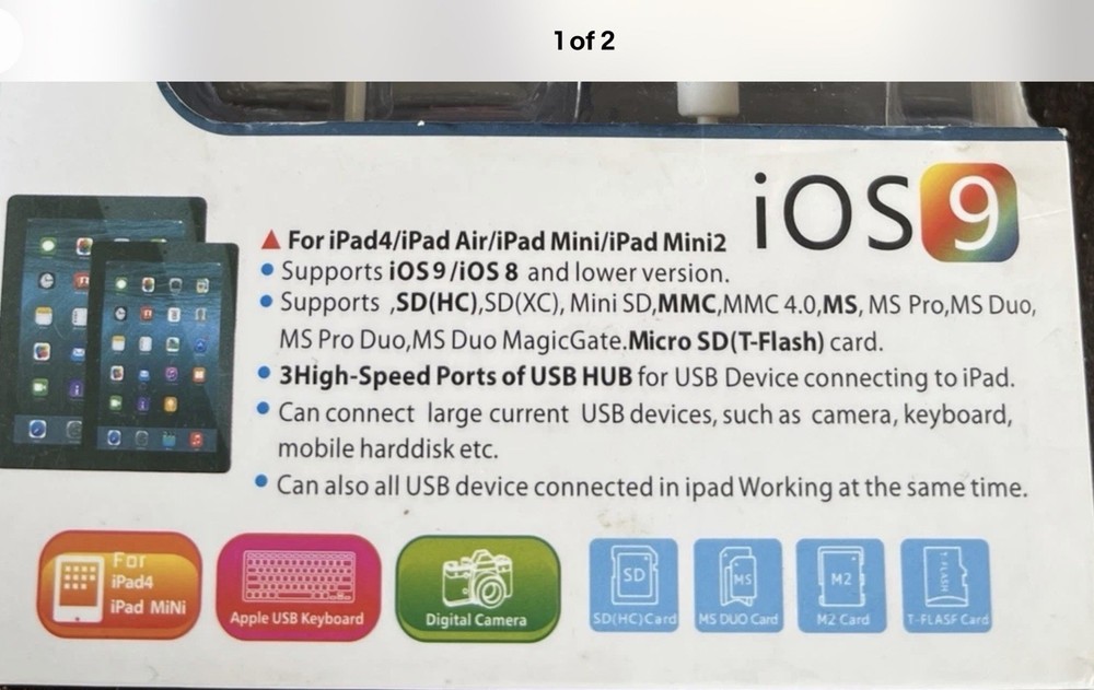 4 in1 USB Camera Connection Kit Micro SD Card Reader Adapter for iPad iPhone IOS