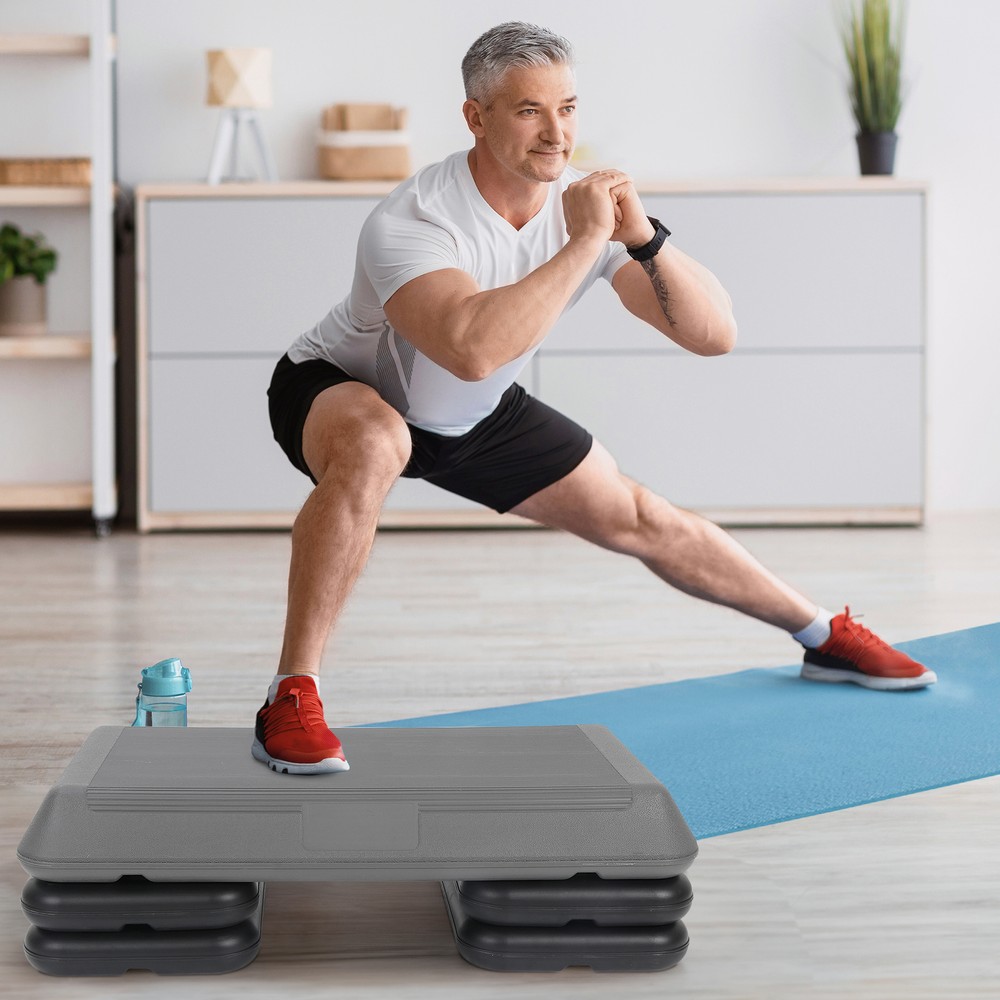 28'' Adjustable Aerobic Stepper Step Platform W/4 Riser Exercise Workout Stepper