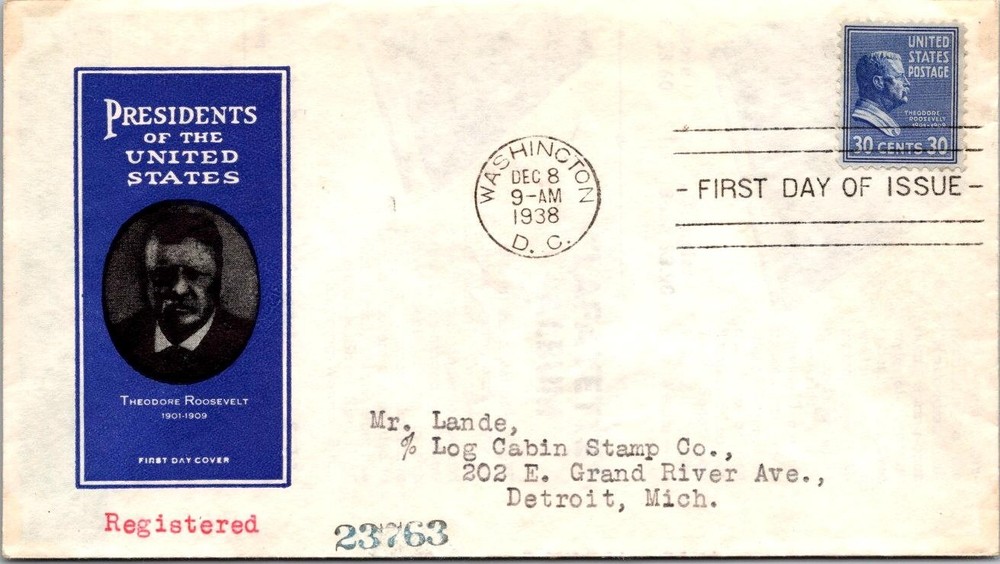 FDC 1938 SC #830 IOOR Cachet / Registered Mail - DC Cancel - Single - J28343