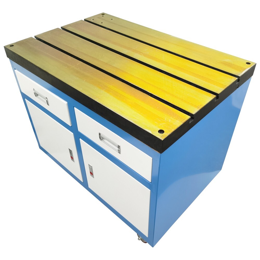 Tapping Machine Worktable Removable T-slot Table Fixed Base Storage Drawers