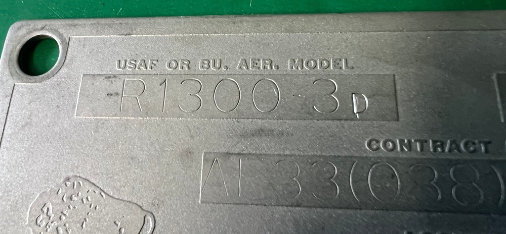 WRIGHT CYCLONE R-1300 ENGINE DATA PLATE – T-28 TROJAN
