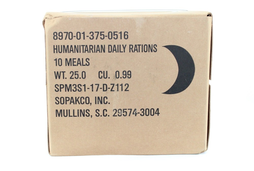 MRE Meal Cases - HUMANITARIAN DAILY RATION - RANDOM MENU - Date 10/2022
