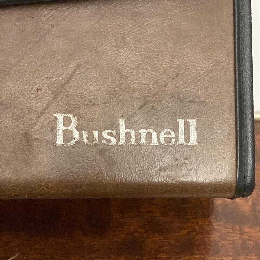 Vintage BUSHNELL Rigid Leather Binoculars Hardcase w/ Push-Button Clasp + Strap
