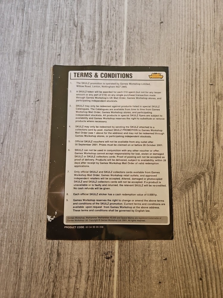 skulz catalogue 2001 game workshop