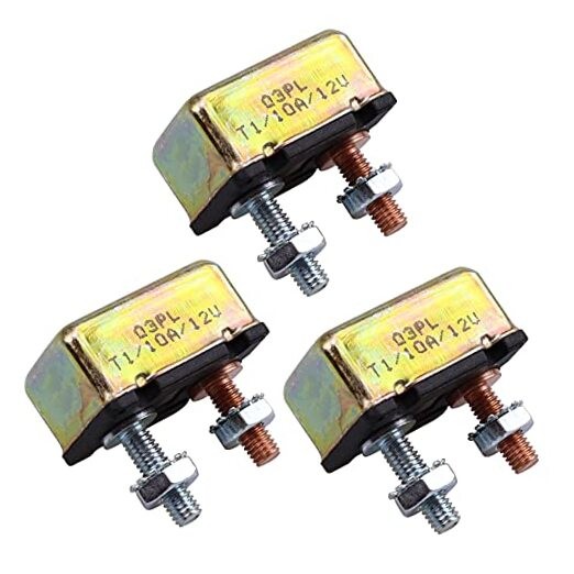 12V Universal Automatic Reset Stud Type Circuit Breaker No Bracket () 3Pack 10A