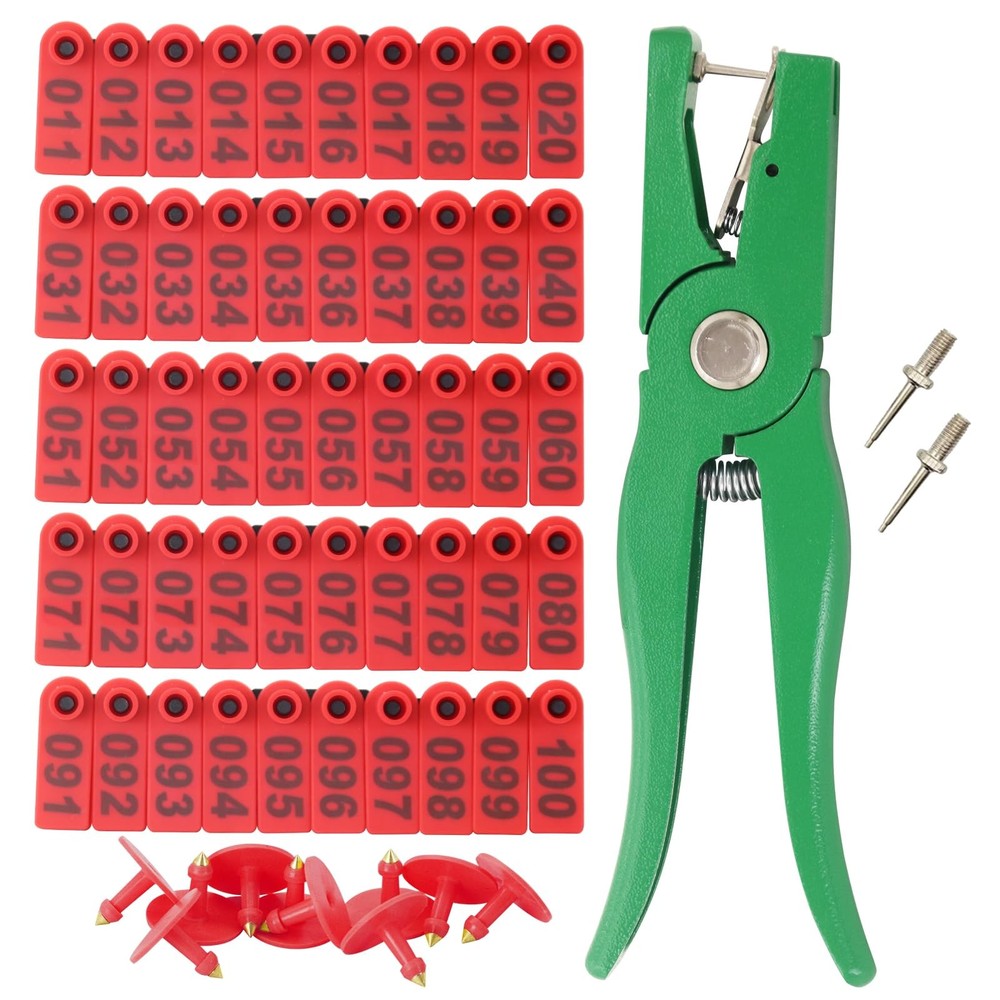 Livestock Ear Tags Numbered with Applicator Tool Kit 100pcs