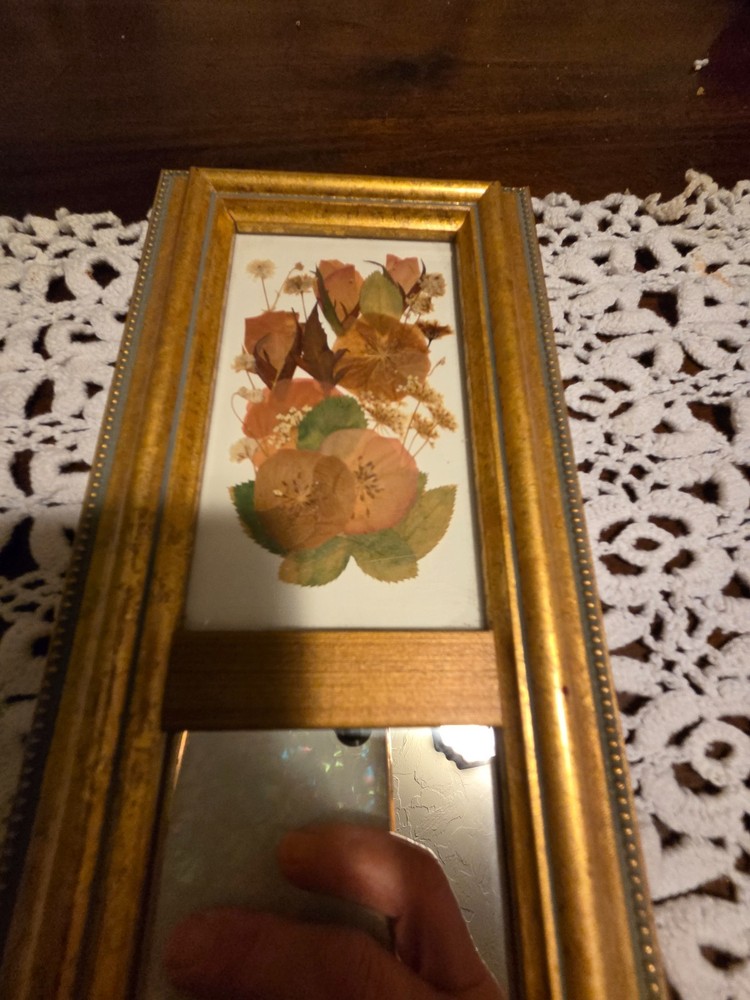 vintage pressed flower mirror