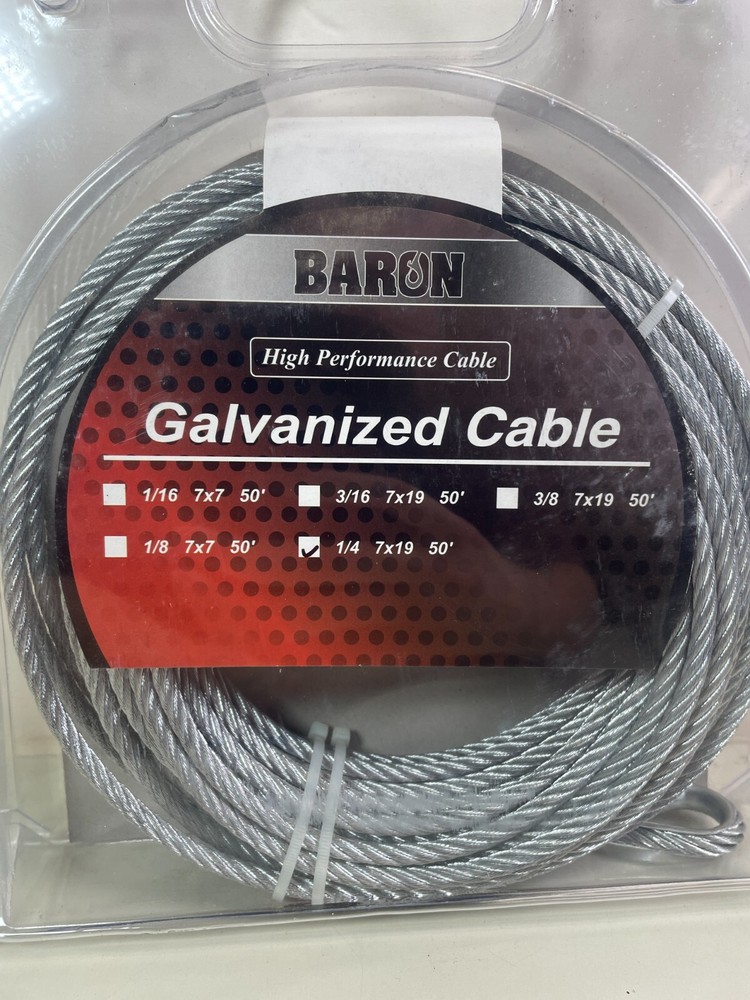 Galvanized Cable Wire Rope 1/4" 7x19 - 50 Ft. DIY Decking Railing