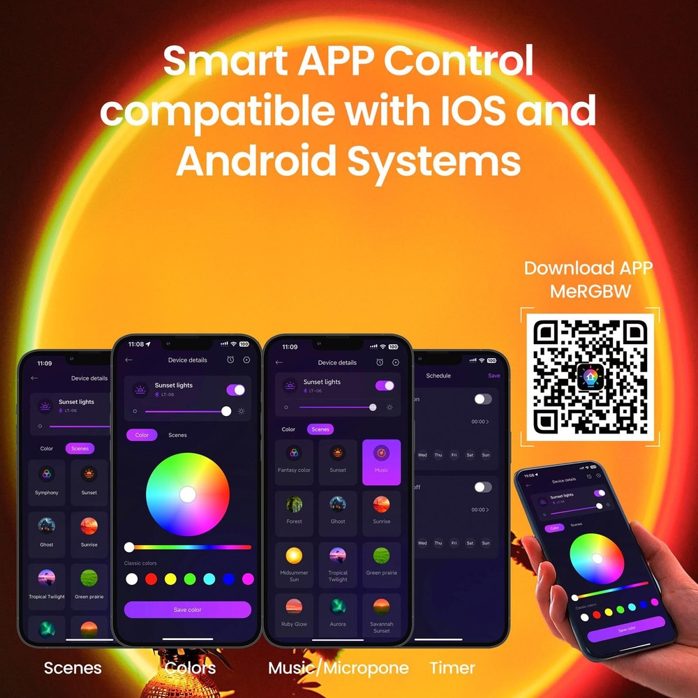 Sunset Lamp Projector Multicolor Changing LED Projection Lamp,Switch Button a...