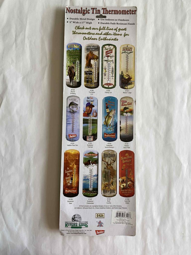 NOSTALGIC TIN THERMOMETER BEST BAIT LURES 17” LENGTH X 5” WIDTH Temperature NEW