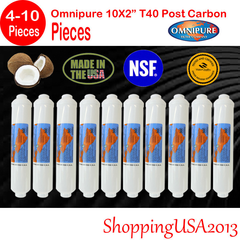 4-10 x Omnipure T40 Post Coconut Carbon Inline Filter 10X2" RO Water Under Sink
