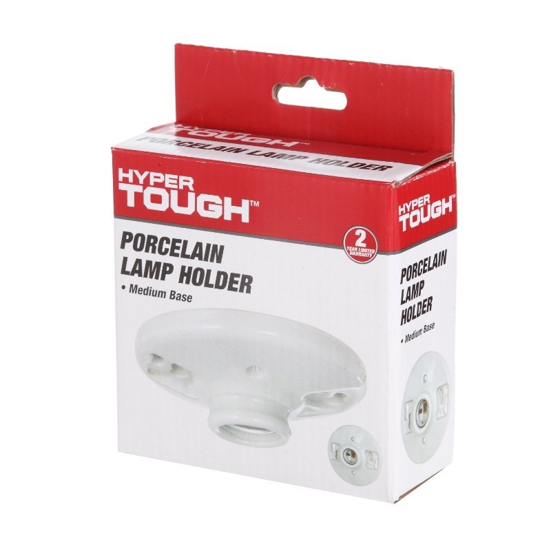 Hyper Tough White Base Porcelain Light Bulb Socket TD35078G, 1-PC