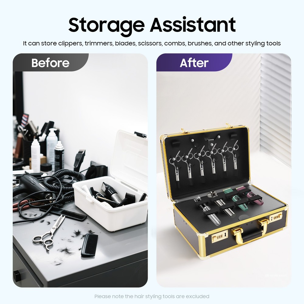 Barber Suitcase Carrying Case Storage Box Clippers Trimmers W/ Password Lock US
