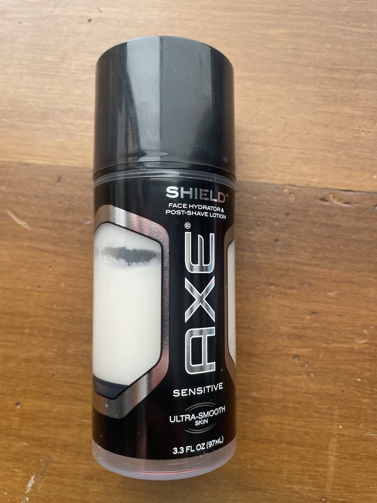 Axe Shield Sensitive Face Hydrator and Post-Shave Lotion 3.3oz Used + Vtg Sample