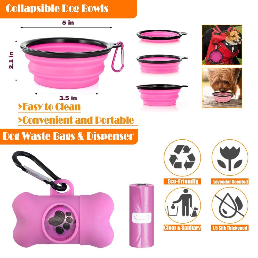 No Pull Dog Harness, Collar & Leash Set | Includes Dog Seat Belt, Collapsible...