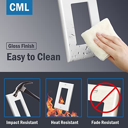 CML Wall Plates Pack Electrical Outlet Receptacle Covers, Mid-Size Decorator 40