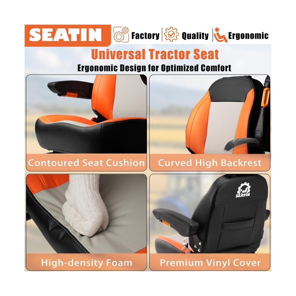 SEATIN Universal Tractor Seat, Comfortable Zero Turn Mower Seat with Adjustab...