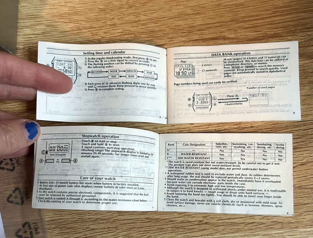 4 VINTAGE WATCH USER GUIDES