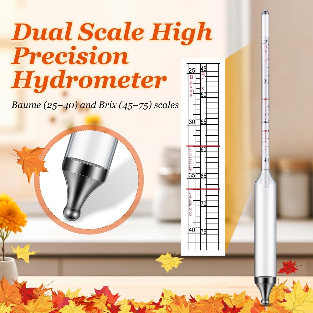 Maple Syrup Hydrometer Test Cup Kit Maple Syrup Density Kit Stainless Steel H...