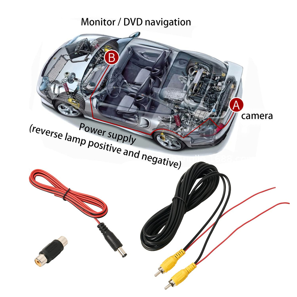 Backup Camera RCA Video Cable, Car Reverse Rear View Camera Video Cable with Det
