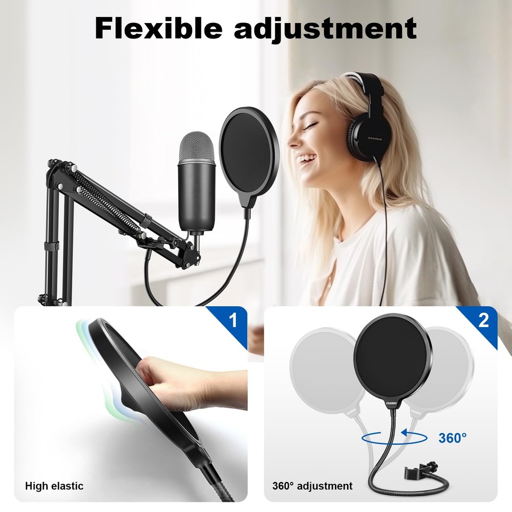Aokeo Professional Microphone Pop Filter Mask Shield Filter,
