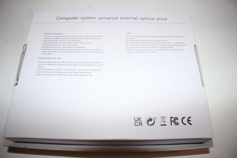 USB COMPUTER SYSTEM EXTERNAL ULTRA THIN UNIVERSAL OPTICAL DRIVE