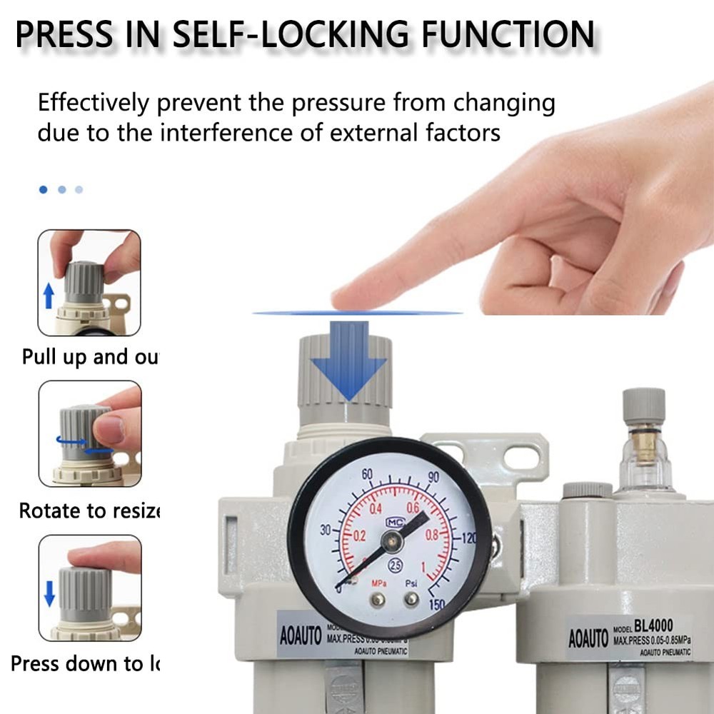 1/2 NPT Compressed Air Filter Regulator Lubricator Combo,Air Tool Compressor Fil