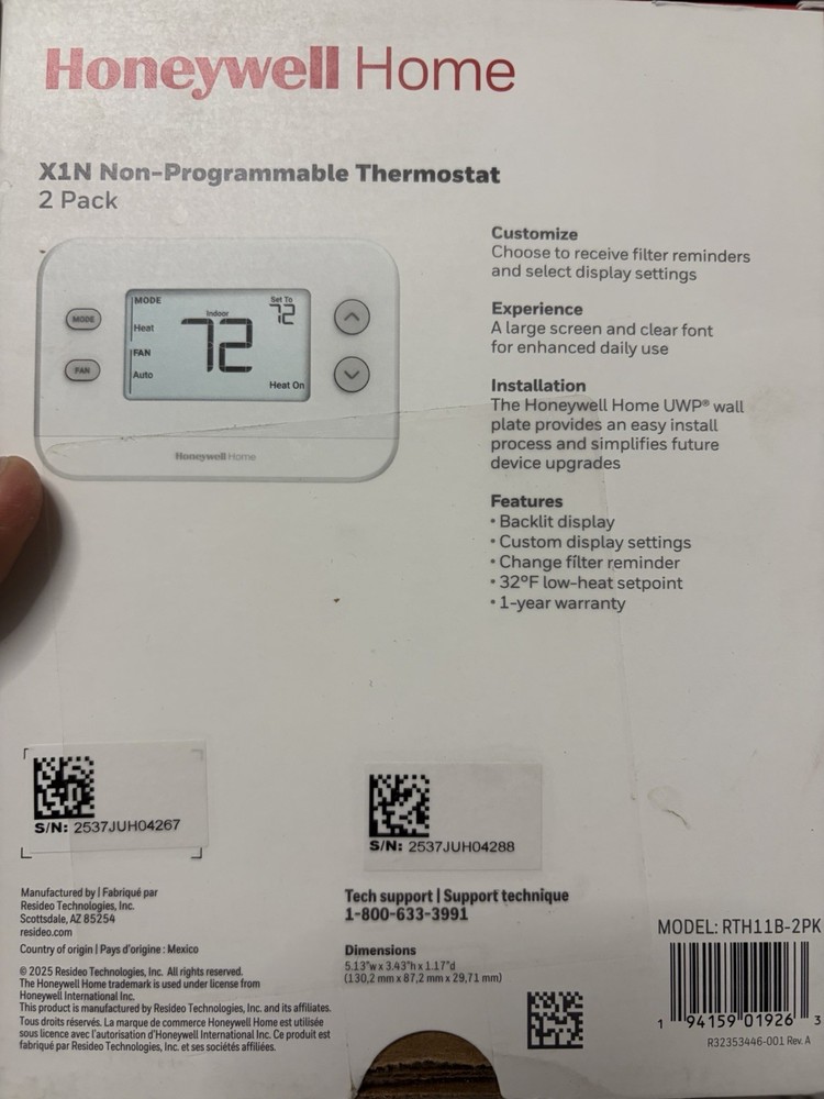 2 Pack XIN 24-Volt Electronic Non-Programmable Thermostat Single-Stage
