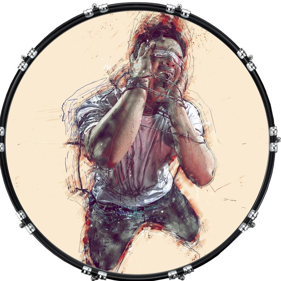 20" Custom Bass Kick Drum Front Head Graphic Graphical Cry for Help