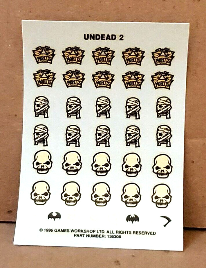 Warhammer Undead Waterslide Transfer Decal Sheet #2 - 1996