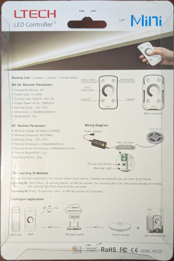 Ltech LED Dimmer Controller | M3-3A & M1 Remote | RF Signal