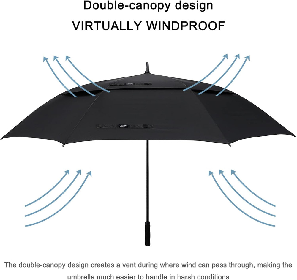72" Oversized Golf Umbrella - Automatic Open, Windproof, Heavy Duty, Black