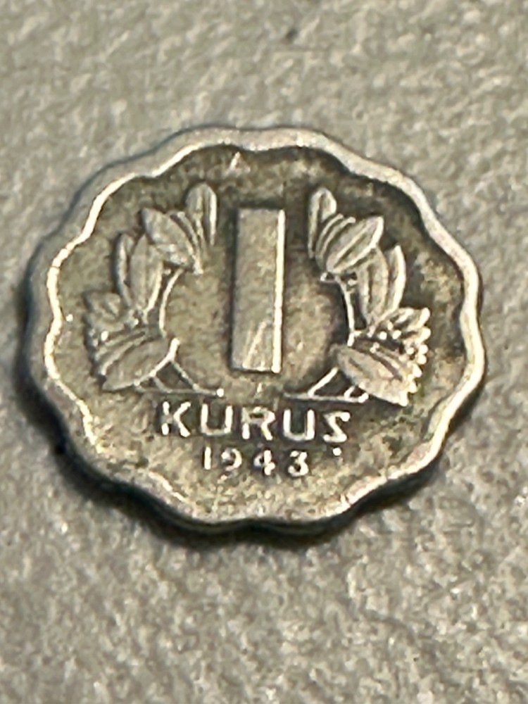 1943 Turkey 1 kurus Coin