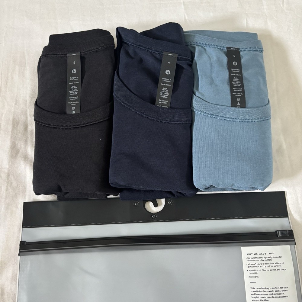 Lululemon 5 Year Basic Tee *3 Pack Utility Blue/True Navy/Black Men’s Size Small