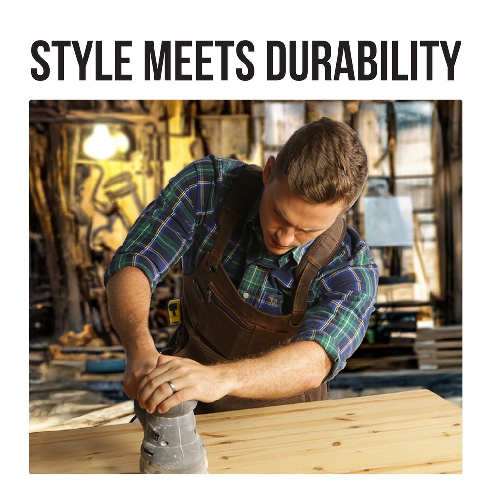 ecoZen 16oz Waxed Canvas Work Apron with Pockets - Waterproof, Fully Adjustab...