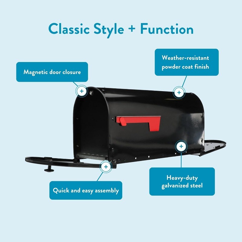 OM160BEC Outback Double Door, Large Capacity Mailbox, Black