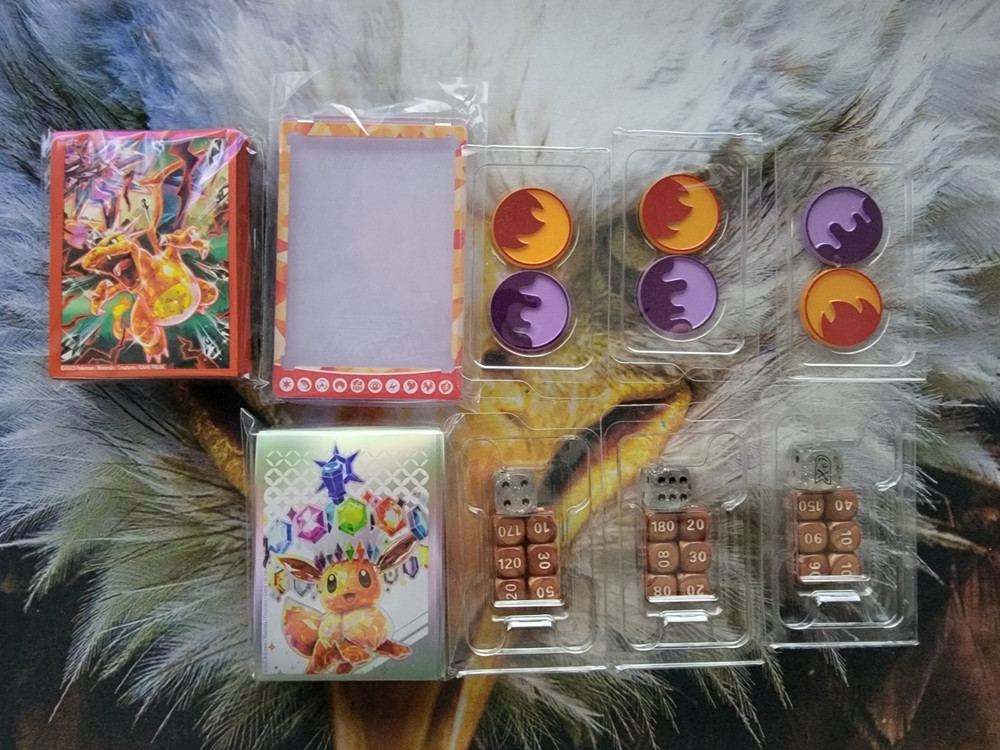 2025 Prismatic Evolutions Eevee & Charizard Sleeves - Dice - Markers - One Touch