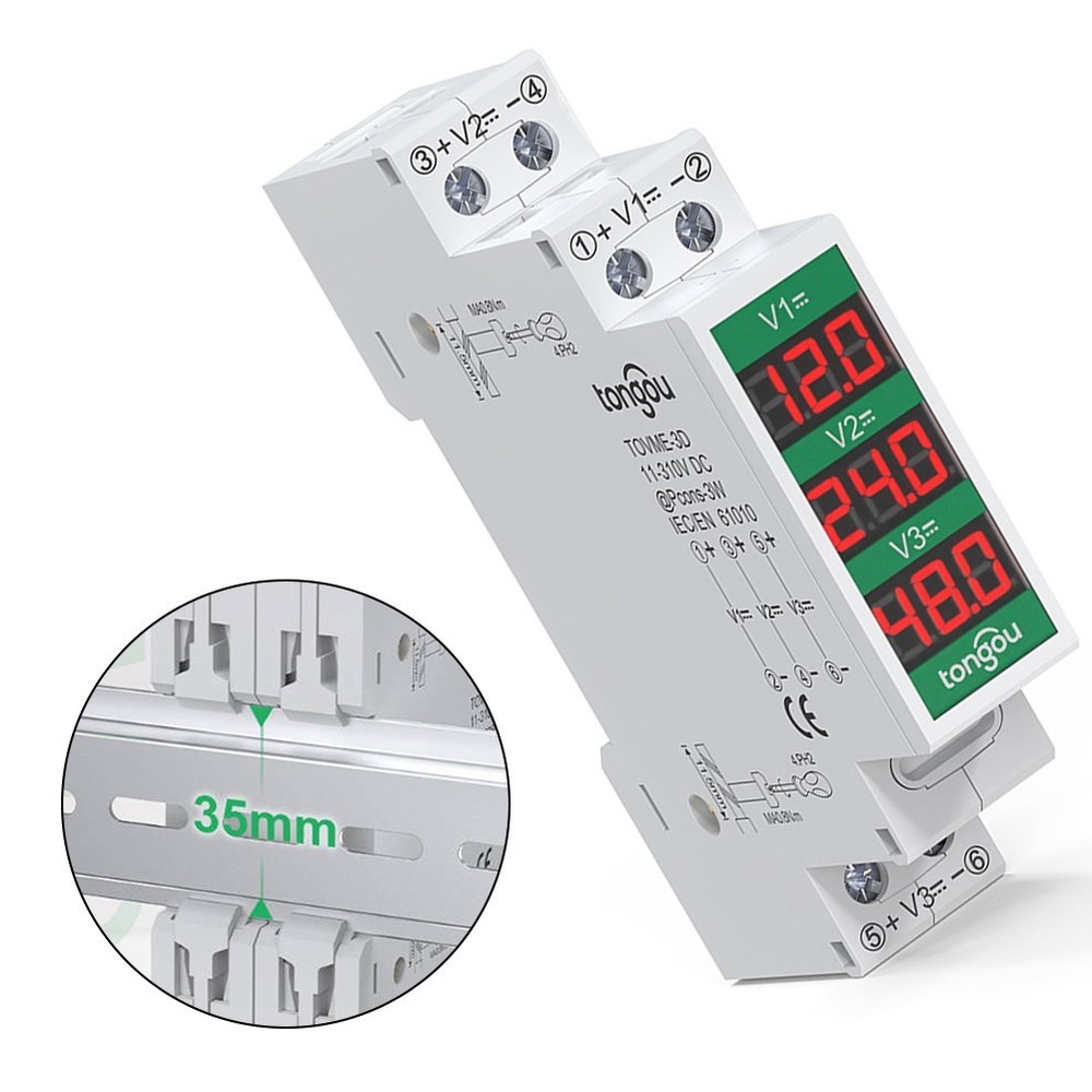 DC Voltage Detector Din Rail Voltage Meter LED Voltage Display Secure Position