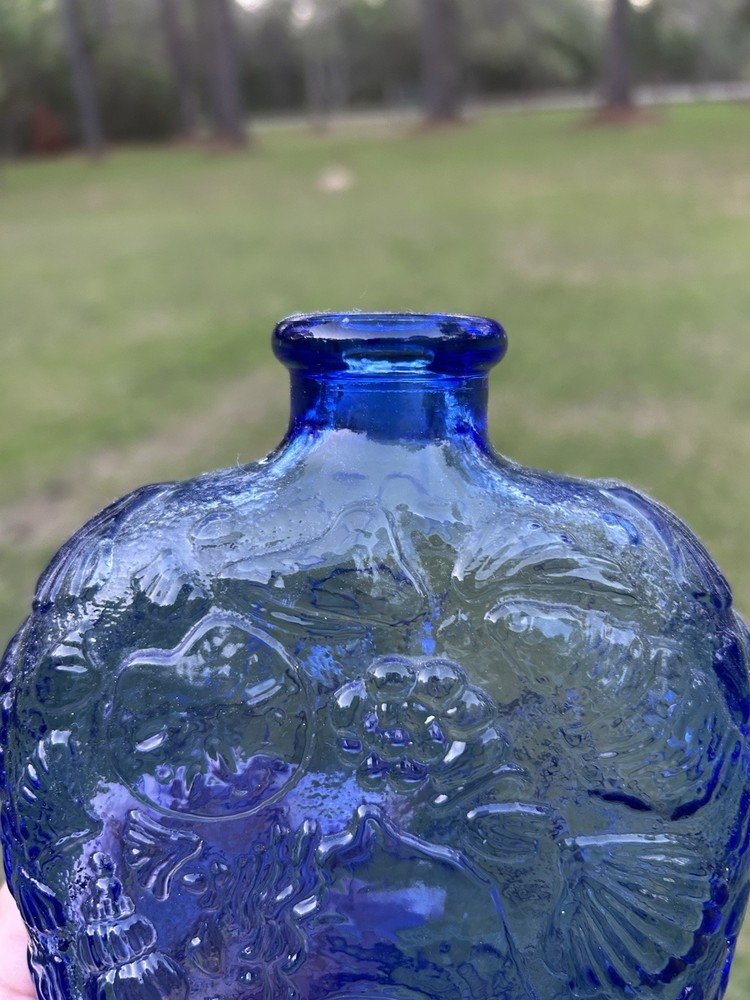 Cobalt Blue Corktop Seashell Bottle